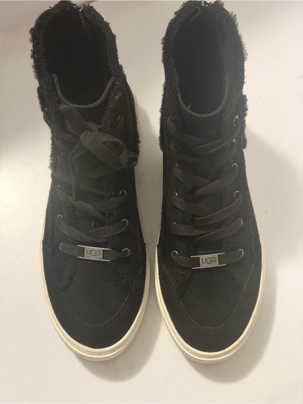 Brand new, no box, no tags. UGG Black Women's High-Top Fur-Trim Sneakers